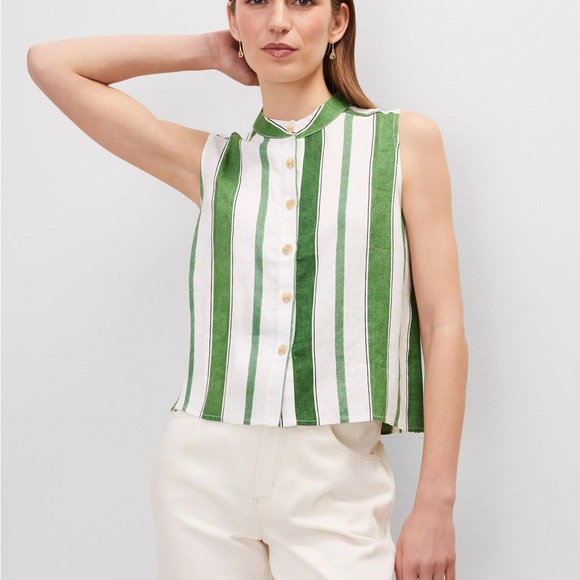 Ann Taylor Striped Linen Tank Top 857345 - Picture 2 of 4